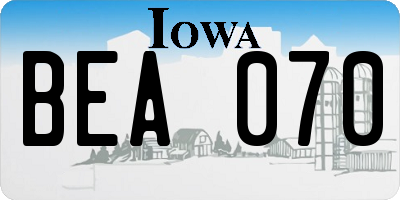 IA license plate BEA070