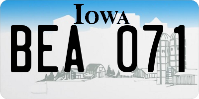 IA license plate BEA071