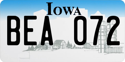 IA license plate BEA072