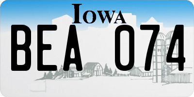 IA license plate BEA074