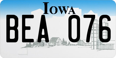 IA license plate BEA076