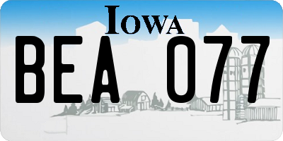 IA license plate BEA077