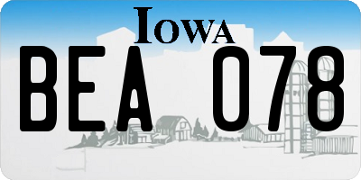 IA license plate BEA078