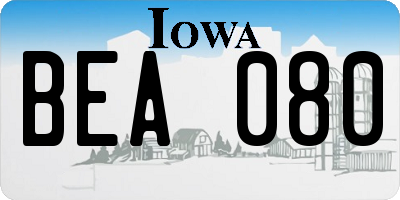 IA license plate BEA080