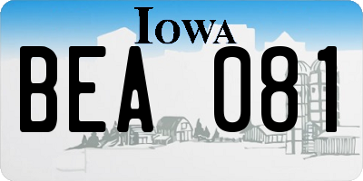 IA license plate BEA081