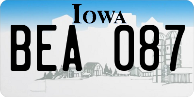 IA license plate BEA087