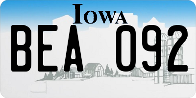 IA license plate BEA092