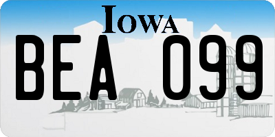 IA license plate BEA099