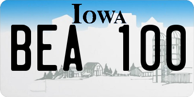IA license plate BEA100