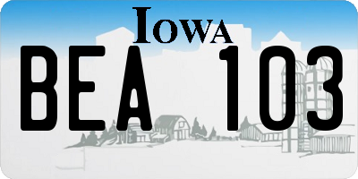 IA license plate BEA103