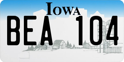 IA license plate BEA104
