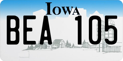 IA license plate BEA105