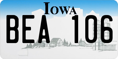 IA license plate BEA106