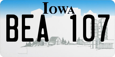IA license plate BEA107