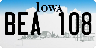IA license plate BEA108