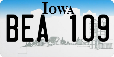 IA license plate BEA109