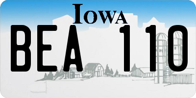 IA license plate BEA110
