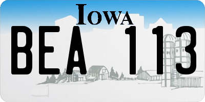 IA license plate BEA113
