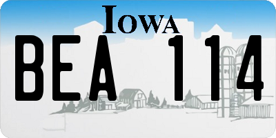 IA license plate BEA114