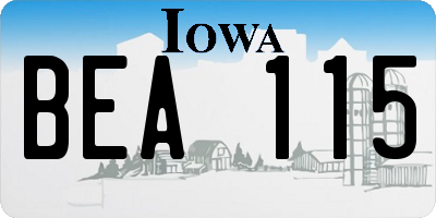 IA license plate BEA115