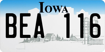 IA license plate BEA116