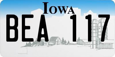 IA license plate BEA117