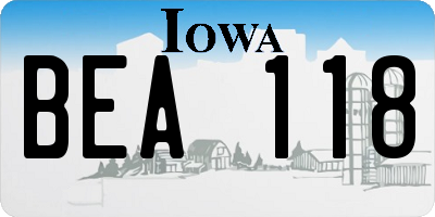 IA license plate BEA118