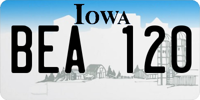 IA license plate BEA120
