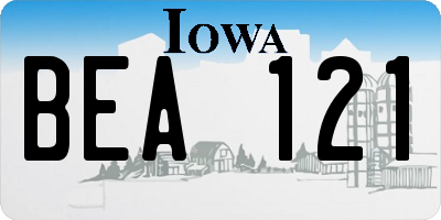 IA license plate BEA121