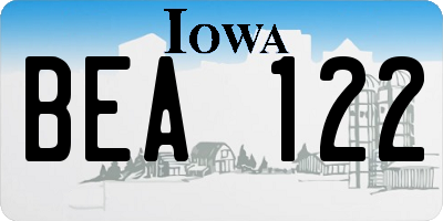 IA license plate BEA122