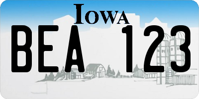 IA license plate BEA123