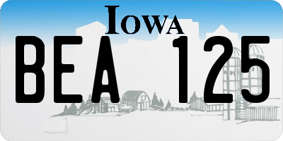 IA license plate BEA125