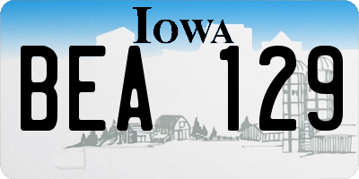 IA license plate BEA129