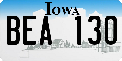 IA license plate BEA130