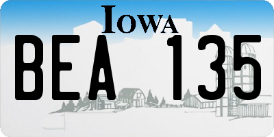 IA license plate BEA135
