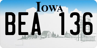 IA license plate BEA136