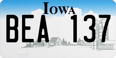 IA license plate BEA137