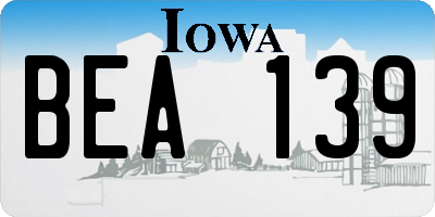 IA license plate BEA139