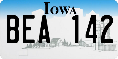 IA license plate BEA142