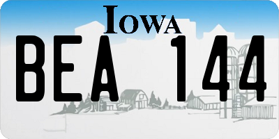 IA license plate BEA144