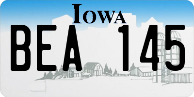 IA license plate BEA145