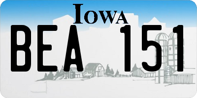 IA license plate BEA151