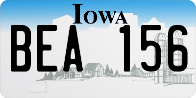 IA license plate BEA156