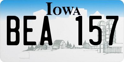 IA license plate BEA157