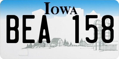 IA license plate BEA158