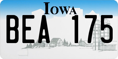 IA license plate BEA175