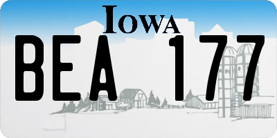 IA license plate BEA177