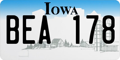 IA license plate BEA178