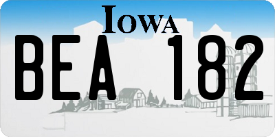 IA license plate BEA182