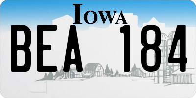 IA license plate BEA184